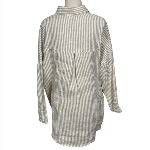 Coast 100% Linen Striped Longline Oversized Button Front Top Size Small - Picture 6 of 10